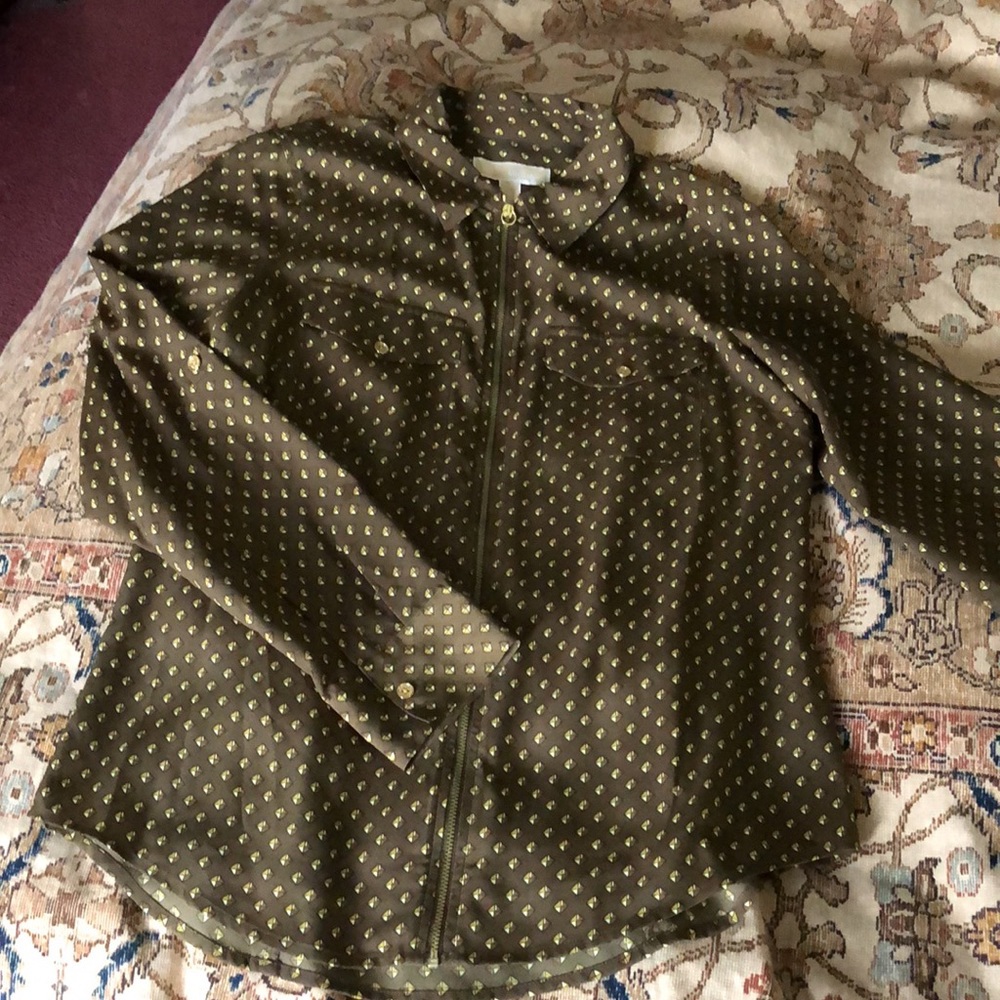 Michael Kors Black Zip Up Blouse.